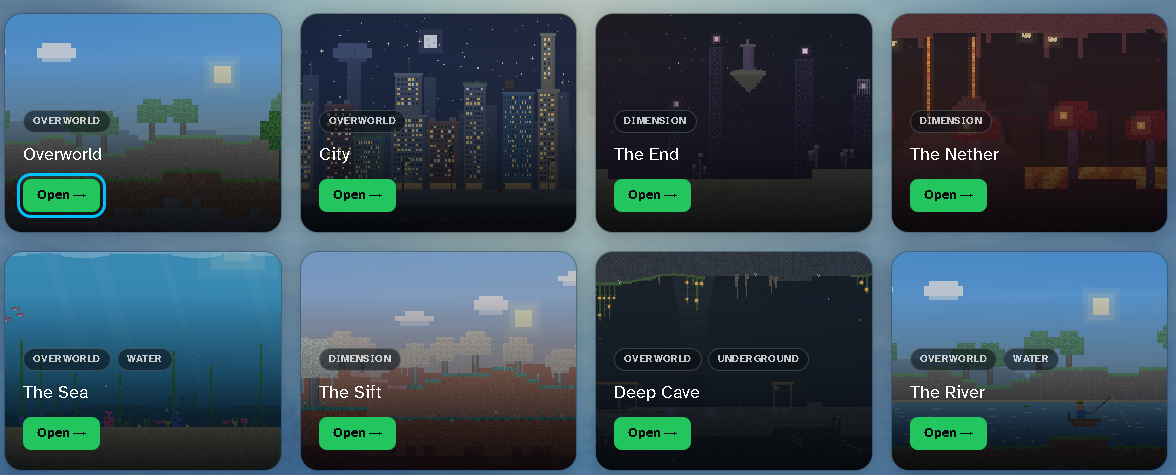 The GoPlay AFKs scene selection menu
